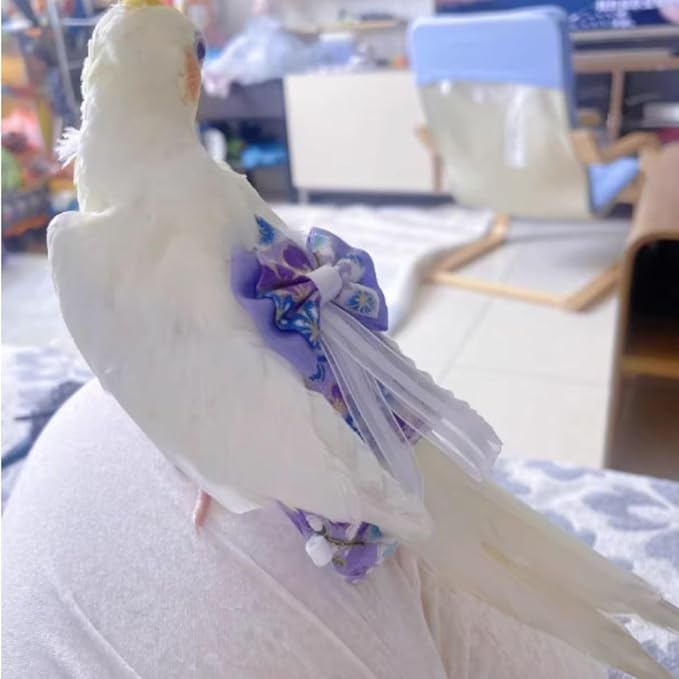 Bird Diaper Cockatiel Clothes Flight Suite, Reusable Parrot Nappy with Waterproof Inner Layer, Cute Pigeon Pants Urine Wet Suit Costume for Conure Macaw (Pink,2M)