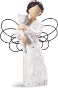Cat Memorial Gifts, Cat Memorial Gifts for Loss of Cat, Pet Cat Remembrance Gifts, Cat Angel Figurine Statue for Cat Lovers in Memory of Their Beloved Cat(White Cat)