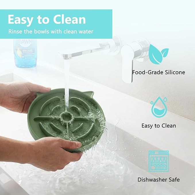YINEYA 2 Pcs Silicone Slow Feeder Cat Bowl, Cat Slow Feeder for Food Training, Interactive Puzzle Bowls for Puppy, Kitten Dishes to Prevent Overeating, Treat Toys Suitable for Dry and Wet Food