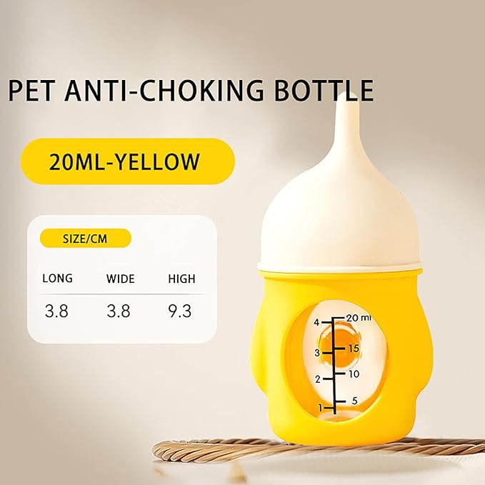 Kitten Bottle for Nursing, Puppy Bottles for Nursing, Rabbit Water Bottle - Anti-Choking Anti-Gas Design with Reusable Silicone Nipples for Safe Feeding of Newborn Pets