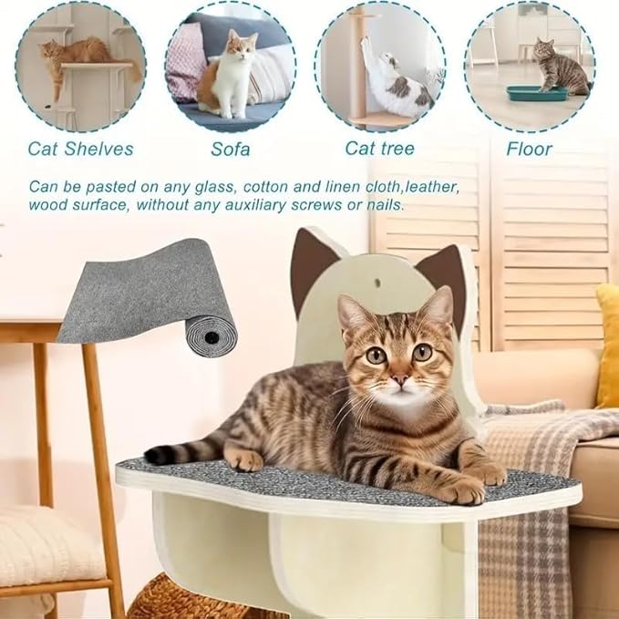 Cat Scratch Furniture Protector Mat DIY Cat Scratch Pad Self-Adhesive, Pet Scratching Post Cat Scratcher Carpet Anti Cat Scratch for Cat Tree/Door/Couch (Dark Gray, 11.8 * 11.8 inch)