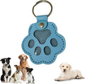 Pet Keychain Refillable Paw Shaped Leather Fur Keepsake Pet Paw Print Dog&Cat Hair Storage Collector Memorials & Funerary Passing Away Loss Sympathy Gifts (Blue)