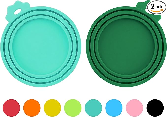 2 Pack Pet Food Can Covers, Silicone Universal Can Lids for Dog & Cat Food, BPA Free, One Fit Most Standard Size Food Cans Teal/Dark Green