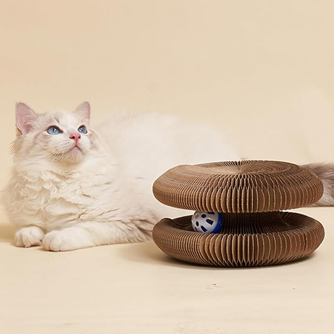 Cat Scratcher, Cat Toy, Reversible Infinity Style Magic Organ, Made of Recyclable Corrugated Cardboard, Scratch-Resistant and Abrasion-Resistant, Foldable Cat Toys for Indoor Cats