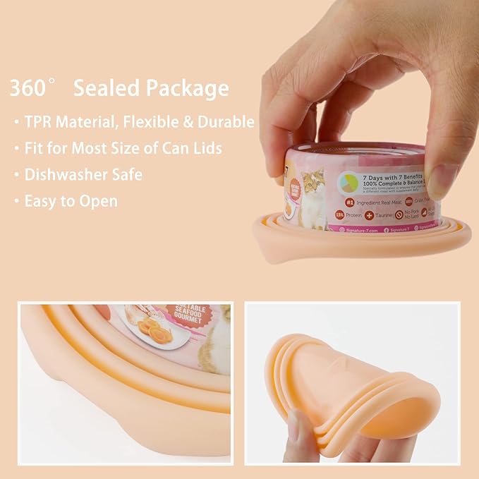 KALAMANDA 6 PCS Pet Food Can Cover Lids with Mixing Spoon for Dogs and Cats, Universal Silicone Can Lids for Dog and Cat Food, Canned Mixing Spoon for Wet Food