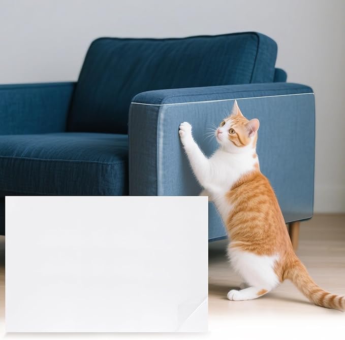 uxcell Anti Scratch Furniture Protector, 10 Sheets 18" x 12" Single-Sided Sticky Couch Protector from Cat Claws, Clear Protectors from Cats Scratching for Sofa Corners, Walls, Doors