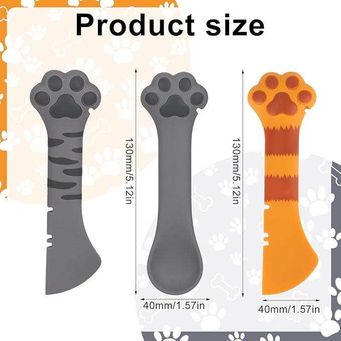 TOYMIS 3pcs Dog Cat Food Spoon, Cute Spoon for Wet Food Silicone Can Opener Multifunctional Pet Spatula Scoop Mixing Spoons for Cat Dog Supplies (Gray, Yellow, Dark Gray)
