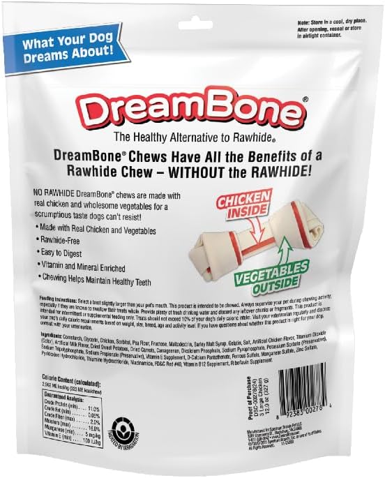 DreamBone Large Chews With Real Chicken, Rawhide-Free Chews For Dogs, Treat Your Dog to a Rawhide Free Chew, 3 Count