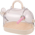 COLLBATH Portable Parrot Cage with Perch and Cover, Small Handheld Bird Carrier for Parakeets Cockatiels, Cream White Transport Cage for Pet Outings