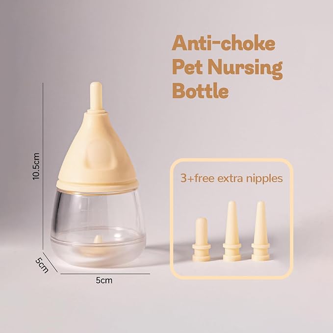 RockTech Ergonomic Kitten Bottle Feeding kit, Puppy Bottles for Nursing Puppy Milk -40ml Anti-Choking Slow Flow Nursing Bottle for Newborn Kittens/Puppies/Small Animals,Silicone Feeder(Yellow)