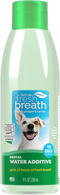 TropiClean Fresh Breath Water Additive for Dogs | Dog Breath Freshener & Teeth Cleaning Solution | No Toothpaste or Toothbrush Required | 8 oz