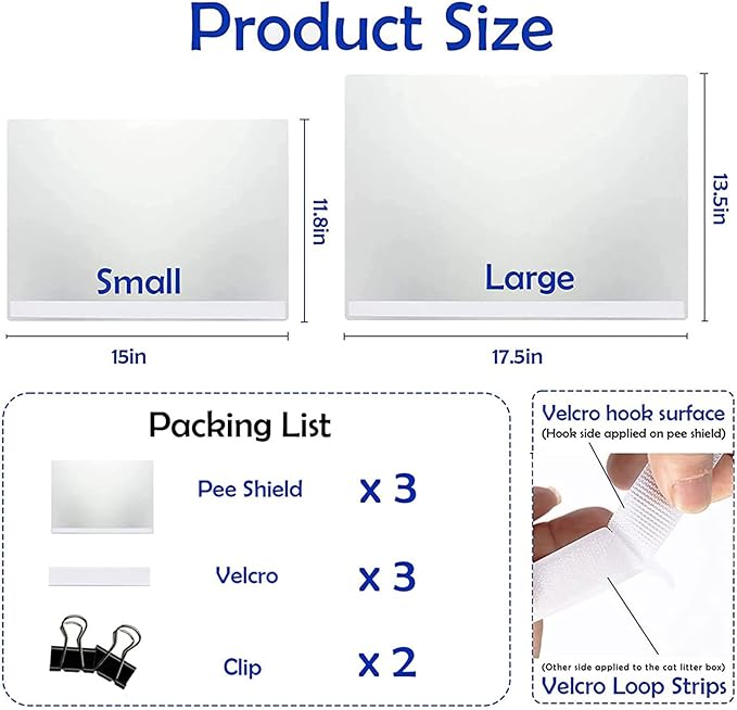 3 Pcs Cat Litter Box Pee Shields, Easy Clean Anti-Splashing Flexible Litter Pan Pee Shields for Open Top Litter Pan - Litter Box Not Included