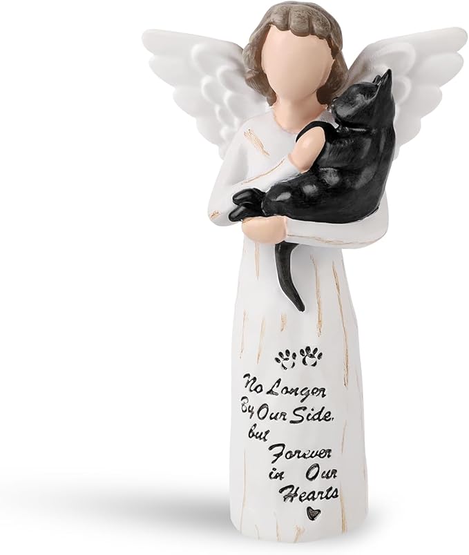 Cat Memorial Gifts, Cat Memorial Gifts for Loss of Cat, Pet Cat Remembrance Gifts, Hand-Painted Collectible Cat Angel Figurine Statue for Cat Lovers in Memory of Their Beloved Cat