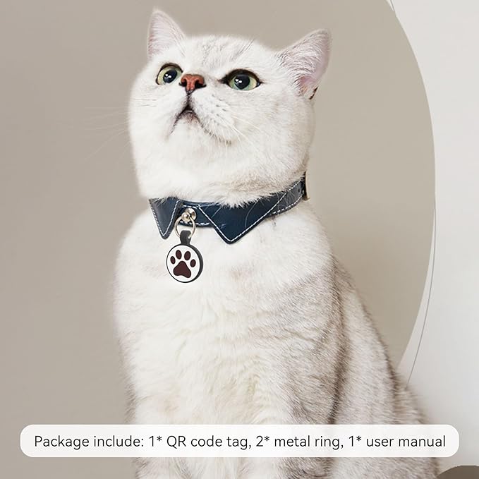 WhoseID QR Code Cat Tag, Modifiable Pet Online Profile Page, Multiple Emergency Contact, Silent Silicone, Lightweight, No Jinging, Collar Accessories, QR Cat ID Tag (Small Breeds - 1", Green)