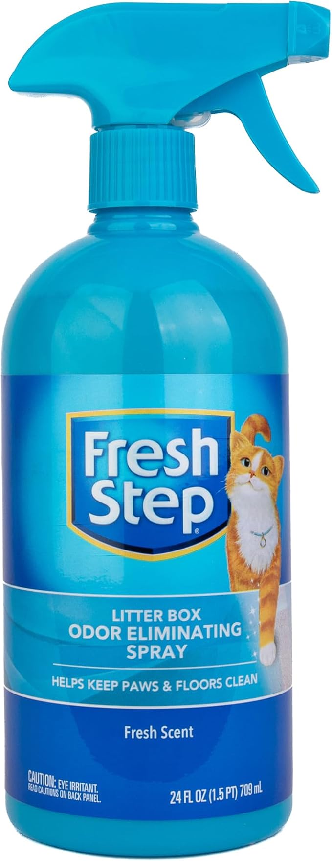 Fresh Step Cat Litter Box Odor Eliminating Spray, Cat Deodorizer that Neutralizes Cat Urine and Feces Smell on Contact, Pet-Safe and Clump-Free, Compatible with All Litter Types, 24 Fl Oz