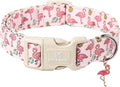 Maca Bates Cute Pink Flamingo Dog Collar Summer Puppy Collars for Extra Small Girl Boy Dogs,Spring and Summer Styles,Durable,Soft,Thick,Adjustable for Female Male Pet with White Safety Buckle