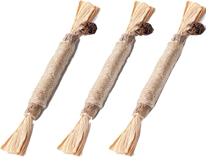 Vintage & Haven 3 Pcs Natural Silvervine Sticks Cat Toys, Catmint Silvervine Blend Sticks, Kittens Chew Toys for Teeth Cleaning, Matatabi Dental Care Cat Treat, Consumable Kitty Lick Toys (3 Pcs)