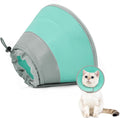 Cat Cone Collar Soft to Stop Licking, Adjustable, Foldable Lightweight Kitten Cone After Surgery Recovery for Cats & Kittens, EVA Material with PU Fabric, Solid Green, S