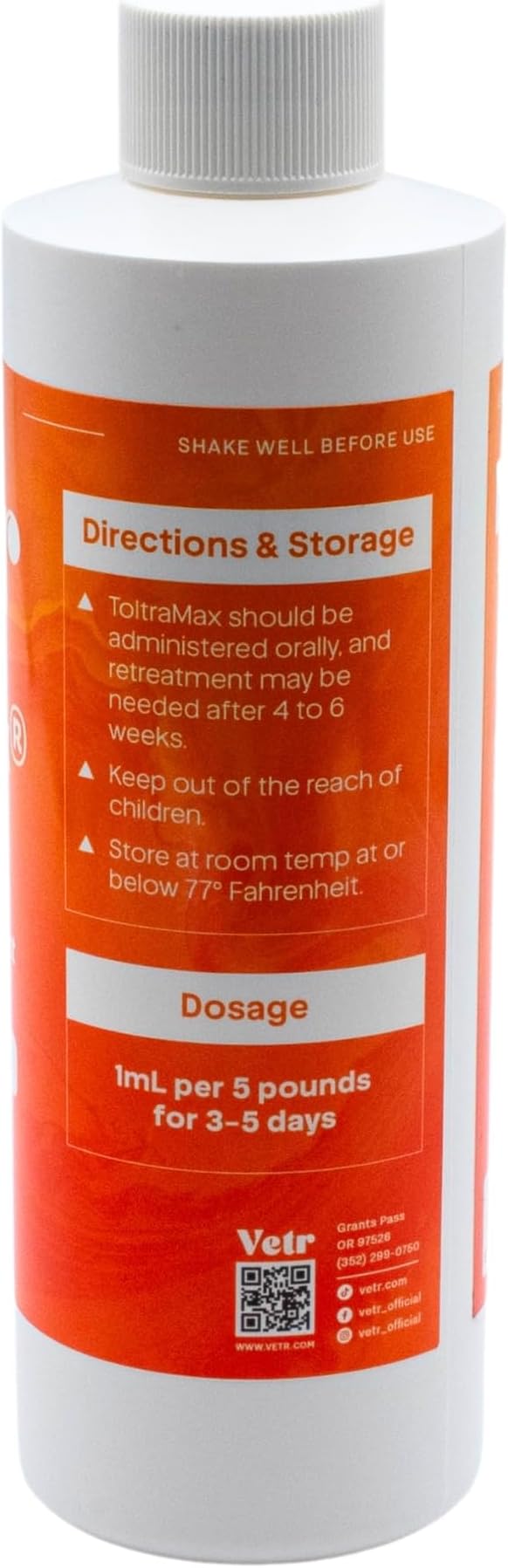 Toltrazuril 5.0% for Horses, Dogs, Cats, 240mL/8 Ounce, for Non-Food Chain Animals, Peanut Butter