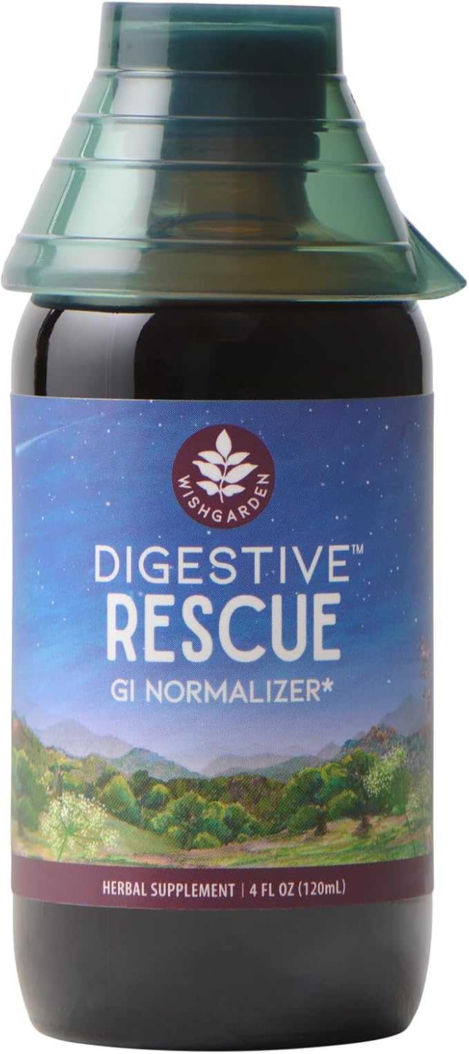WishGarden Herbs Digestive Rescue GI Normalizer - All-Natural Herbal & Organic Digestive Relief Tincture with Peppermint Leaf, Ginger Root and Fennel Seed, Quickly Soothes Digestive Discomforts, 4oz