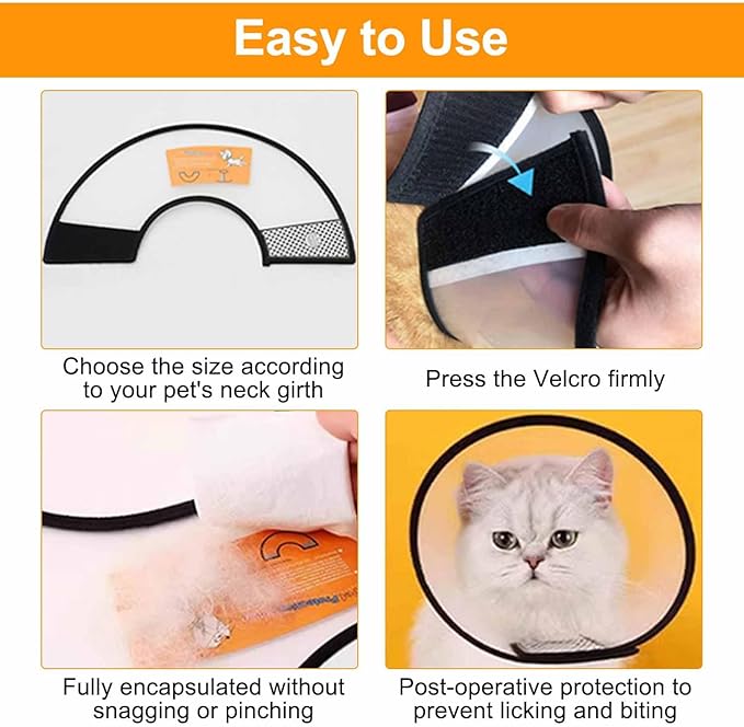 VOVIGGOL 2 Pack Cat Cones to Stop Licking, Pet E Collar Pet Cone for Kitten Cones After Surgery, Cat Elizabethan Collar Kitty Head Cone Recovery Cone for Small Cats Kitten Rabbits (Size S, 6#)
