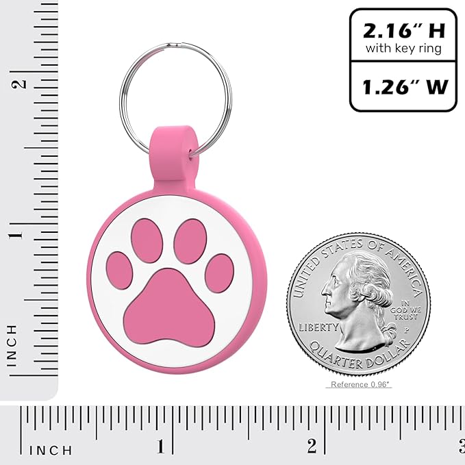 WhoseID Personalized Dog Tag, Laser Engraving QR Code, Silicone Dog ID Tag, Pet Online Profile, Scan QR Code Send Location, Collar Harness Accessories (Medium to Large Breeds - 1.25", Rose)