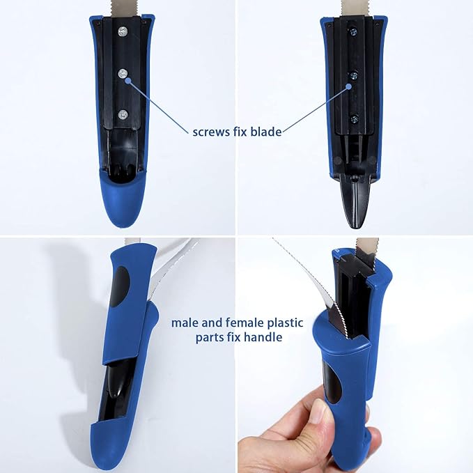 Dual-Sided Shedding Blade with Stainless Steel Blade De-Shedding Tool for All Dog Coat Types- Soft Touch Grip (Blue)