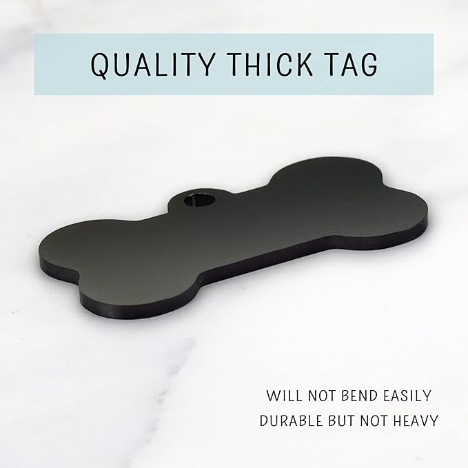 Ultra Joys Personalized Dog Tags for Pets - Durable Stainless Steel Customizable Dog Cat ID Tags - Dog Tags for Safety Optional Engraved on Both Sides -Bone Shape Dog Tag Small Size, Black