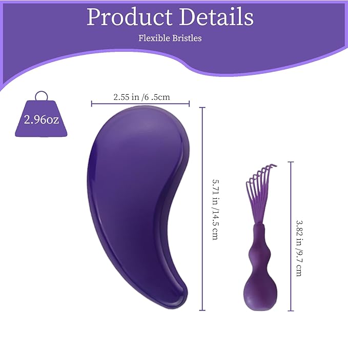 Comma-Shaped Small Dog Brush and Cleaning Comb, Fit for Yorkie, Shih Tzu, Maltese Maltipoo Pomeranian - Gentle Soft Bristles for Effortless Pet Hair Removal, Puppy Essentials (Dark Purple)