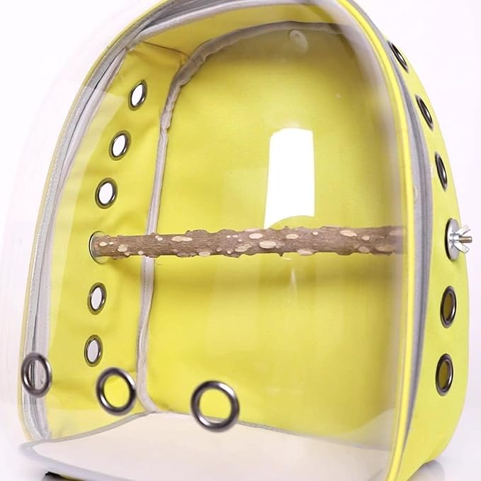 Gralara Bird Backpack Carrier for Parrots with Window for Small and Medium Birds, Yellow