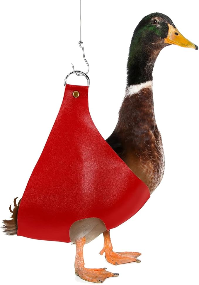 Chicken Carrier PU Chicken Holder Bag Purse Waterproof Poultry Sling with Handle Pet Weighing Bag Pouch Rooster Catching Hand for Ducks Rabbits Travel Transport Accessories Farm Supplies (Red)