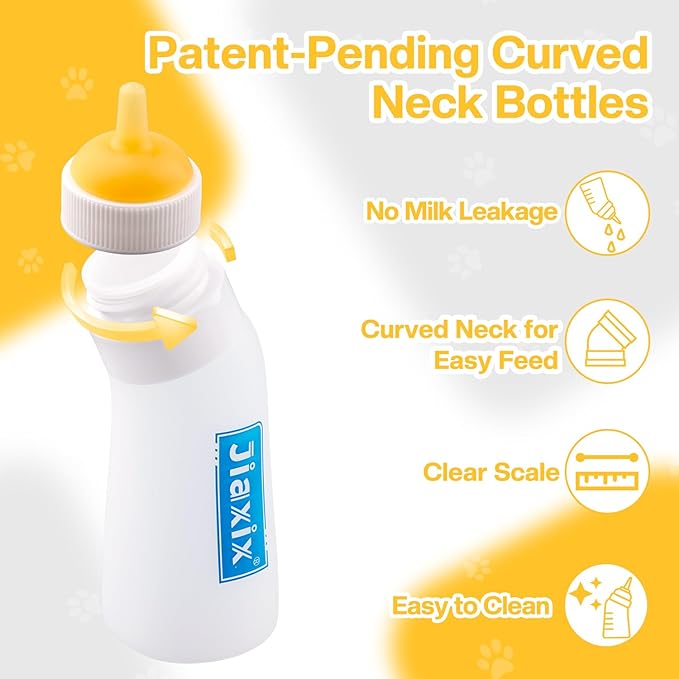 3 Pack Kitten Silicone Nursing Bottle,Silicone Feeding Nipple, Reusable Newborn Kitten Supplies, Suitable for Feeding Kitten, Puppy, Rabbit, Hamster (Yellow, Large)