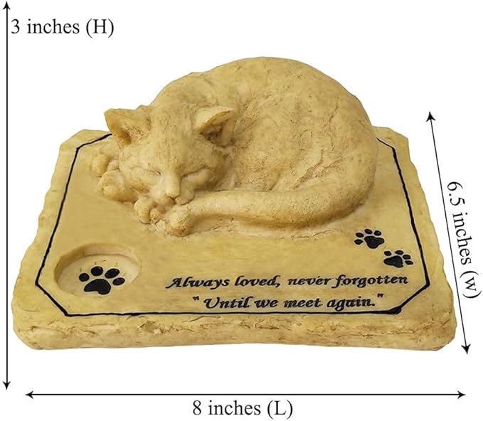somiss Cat Memorial Stones,Personalized Pet Memorial Stones Grave Markers with A Sleeping Kitten On The Top, 8"×6.5"×3"