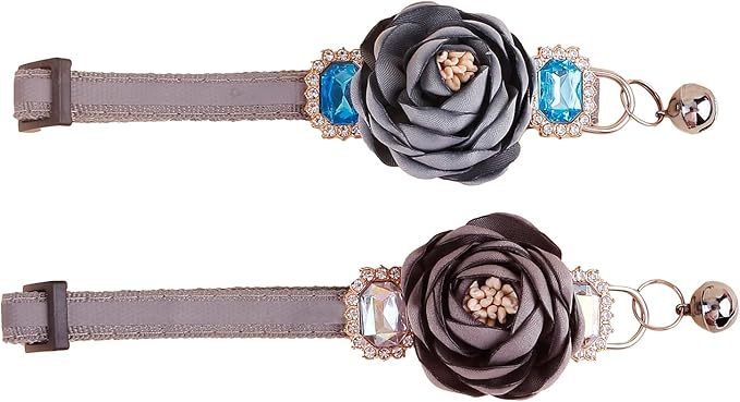 2 Pack Cat Collar Pink Floral with Bell and Removable Flower Bowtie Breakaway Adjustable Cat Collar for Girl Kitten Puppy Small Cats Dogs Daily Decoration (XQ9-4) (XQ9-2)