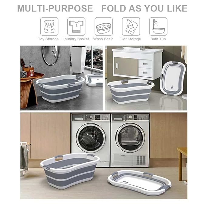 ddLUCK Multi-Functional Collapsible Pet Bathtub with Drainage Hole, 3 Handled Dog Bath Tub, Portable Indoor Outdoor Foldable Washing Tub Bathing Tub Small Pets Bathtub for Puppy Small Dogs Cats