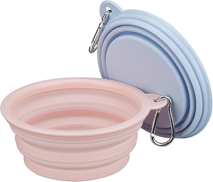 2-Pack, LeeRound Small Medium Collapsible Dog Bowl, Food-Grade Silicone Portable Travel Bowl for Dogs & Cats, Ideal for Hiking, Camping, Meet Needs Different Scenarios Feeding