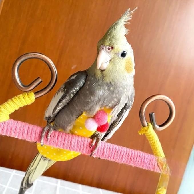 Bird Flight Suits Diapers, Parrot Flight Suits Diapers for Monk Parakeets, Cockatiels Flight Suits, Parrot Clothes, Bird Training Nappy Suit Liners Clothes (Yellow,Green-cheeked Conure)