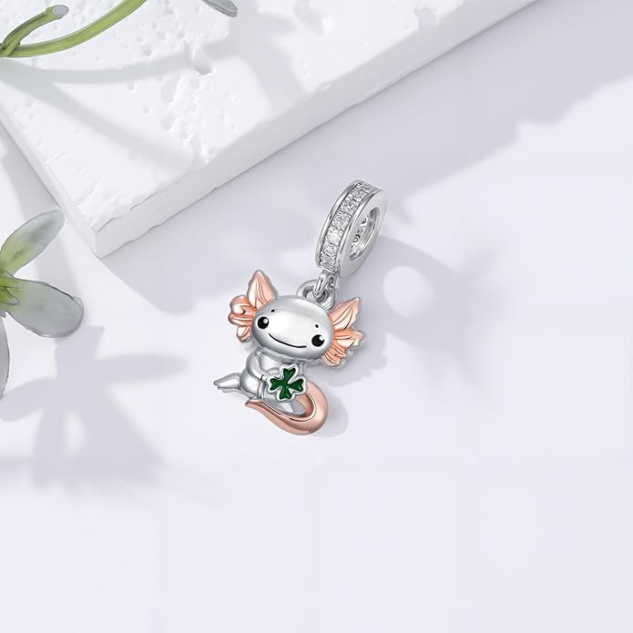 SIMONLY Animal Charms for Bracelets 925 Sterling Silver Highland Cow/Axolotl/Dragon/Dog/Cat Charms Animal Beads for Jewelry Making for Women Christmas Mothers Day Gifts
