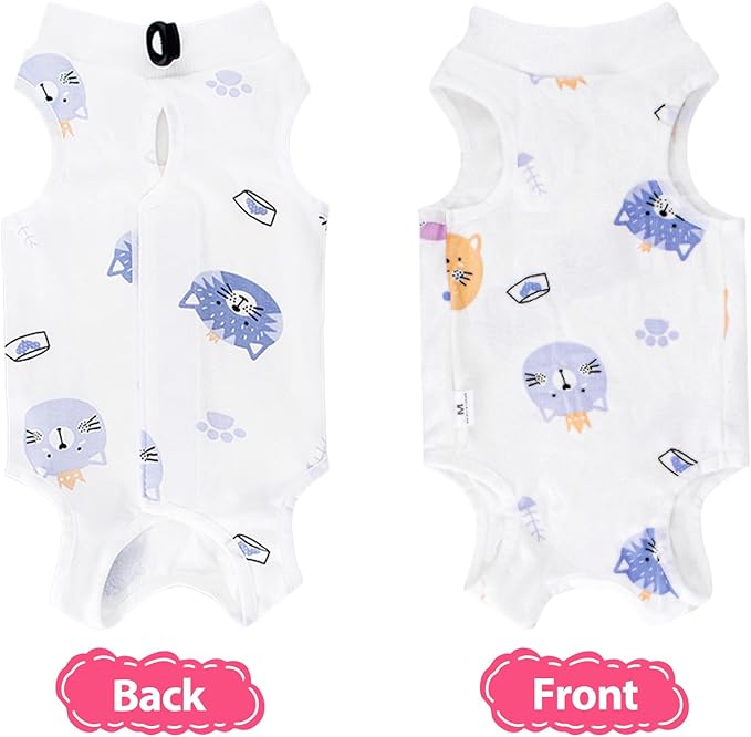 Coppthinktu 2 PCS Cat Recovery Suit Female Cat Onesie for Cats After Surgery Spay Abdominal Wounds, Kitten Recovery Suit Female Breathable E-Collar Alternative Kitten Onesie Anti Licking Large