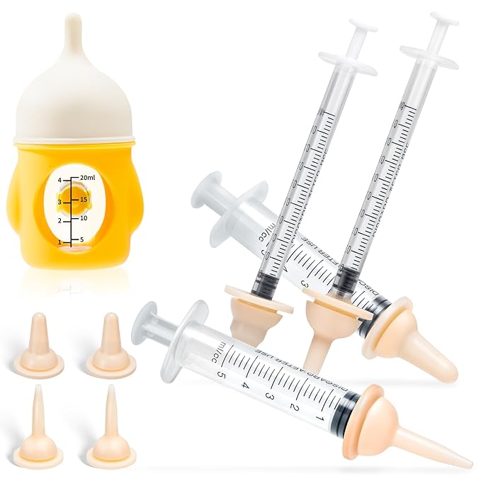 Silicone Nursing Kit for Kittens & Small Animals – Includes Feeding Nipples, Syringes, 20ml Bottle – BPA-Free, Reusable, Safe for Newborn Kittens and Puppies