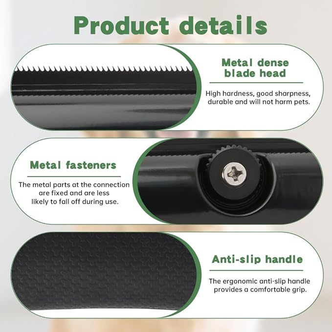 Deshedding Dog Brush Pets Shedding & Grooming Tools with 1 Steel Comb Pet Hair Removal Tool for Cats, Dogs, Horses(Color:Black)