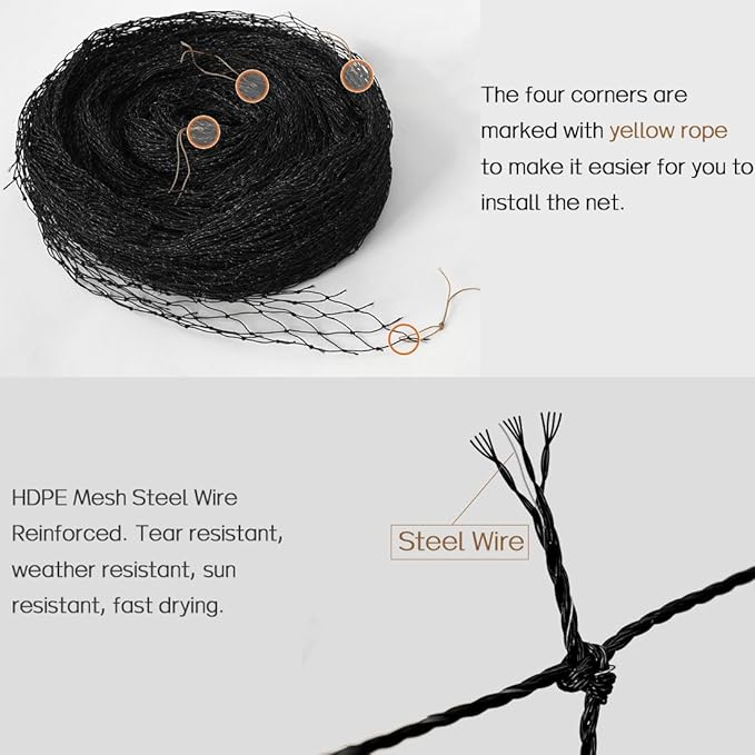 Cat Balcony Net, Steel Wire Reinforced, Anti-Fall Fence, Safety Net, Extra Strong (10 X 13 Ft)