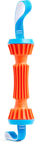 Chuckit! Rugged Bumper Dog Toy, Fetch Stick with TPR Ridges for Easy Grip, Medium Tug-of-War Toy for Medium Dogs, Floats in Water, 13.5", Orange and Blue (not recommended for Aggressive Chewers)