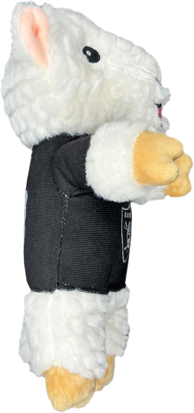 Pets First NFL Las Vegas Raiders Plush Goat Animal for Dogs and Cats with Squeaker, Wearing a Team Jersey! Fun & Sporty Goat Shaped Dog Chew Animal