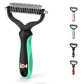 2-Sided Dematting & Deshedding Comb for Dogs & Cats – Undercoat Detangler Brush for Shedding, Matted Hair & Fur Remover Tool, Ergonomic Handle for Stress-Free Pet Grooming (Green)