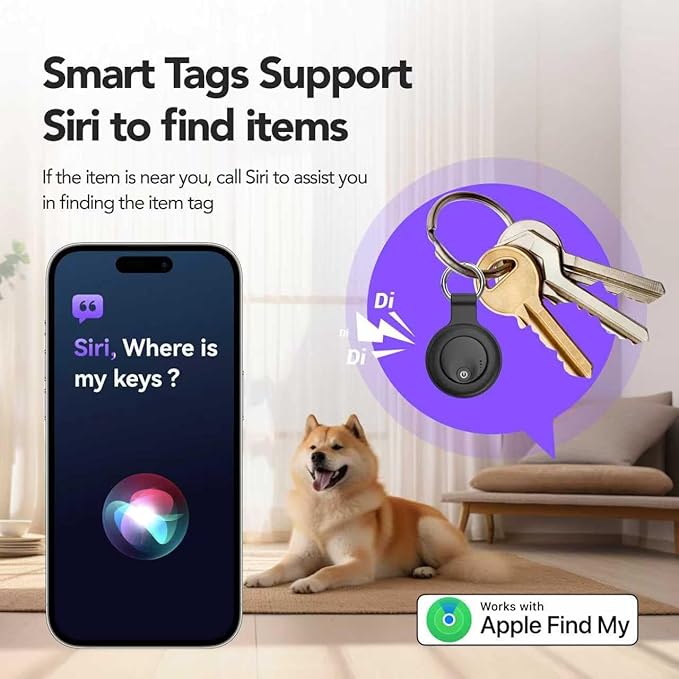 Air Tracker Tags-4 Pack, Smart Bluetooth5.3 Tracker, Item Finder Work with Apple Find My, Trakcer Tag Locator for Keys, Luggage, Backpack, Suitcase,120dB Sound,Waterproof Protective(4Black)