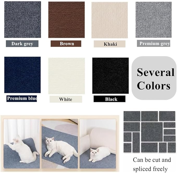Cat Scratch Furniture Protector Mat DIY Cat Scratch Pad Self-Adhesive, Pet Scratching Post Cat Scratcher Carpet Anti Cat Scratch for Cat Tree/Door/Couch (Khaki, 11.8 * 39 inch)