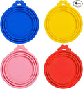 PINE & LINEN 4 Pcs Durable Pet Can Lids,One fit 3 Standard Size Silicone Waterproof Cat Food Cans Lids for 3oz/5.5oz/12.5oz/13.2oz Cat Food Cans（Yellow+Red+Pink+Blue）
