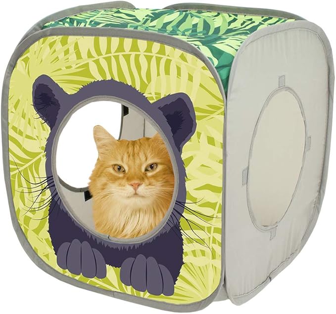 Kitty City Safari Jungle Collapsible Cat Toy Collection, Cube (Pack of 4)