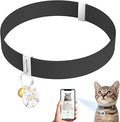 Cat Collar with QR Code Name Tag, Stretch Elastic Quick Release, Cat ID Tag Personalized, Ultra-Durable, Non Breakaway Lightweight Kitten Collar Fits Most Girl Boy Small Large Cats (Black)
